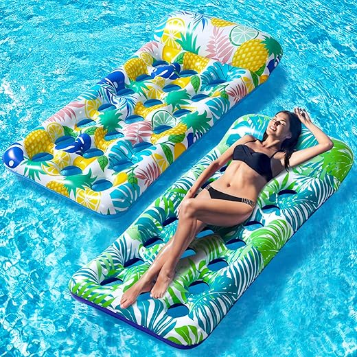 Inflatable Pool Floats Raft - Oversized for Adults, Cooling Pool Float Contour Lounger with Headrest for Swimming Pool, Lake, Summer Party Float