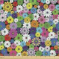 Vista 67 de Ambesonne Tela de Fiesta Popstar por Yarda, Estilo de Dibujos Animados Garabatos Dibujados a Mano Tema Musical Impresión de Arte Lineal, Tela