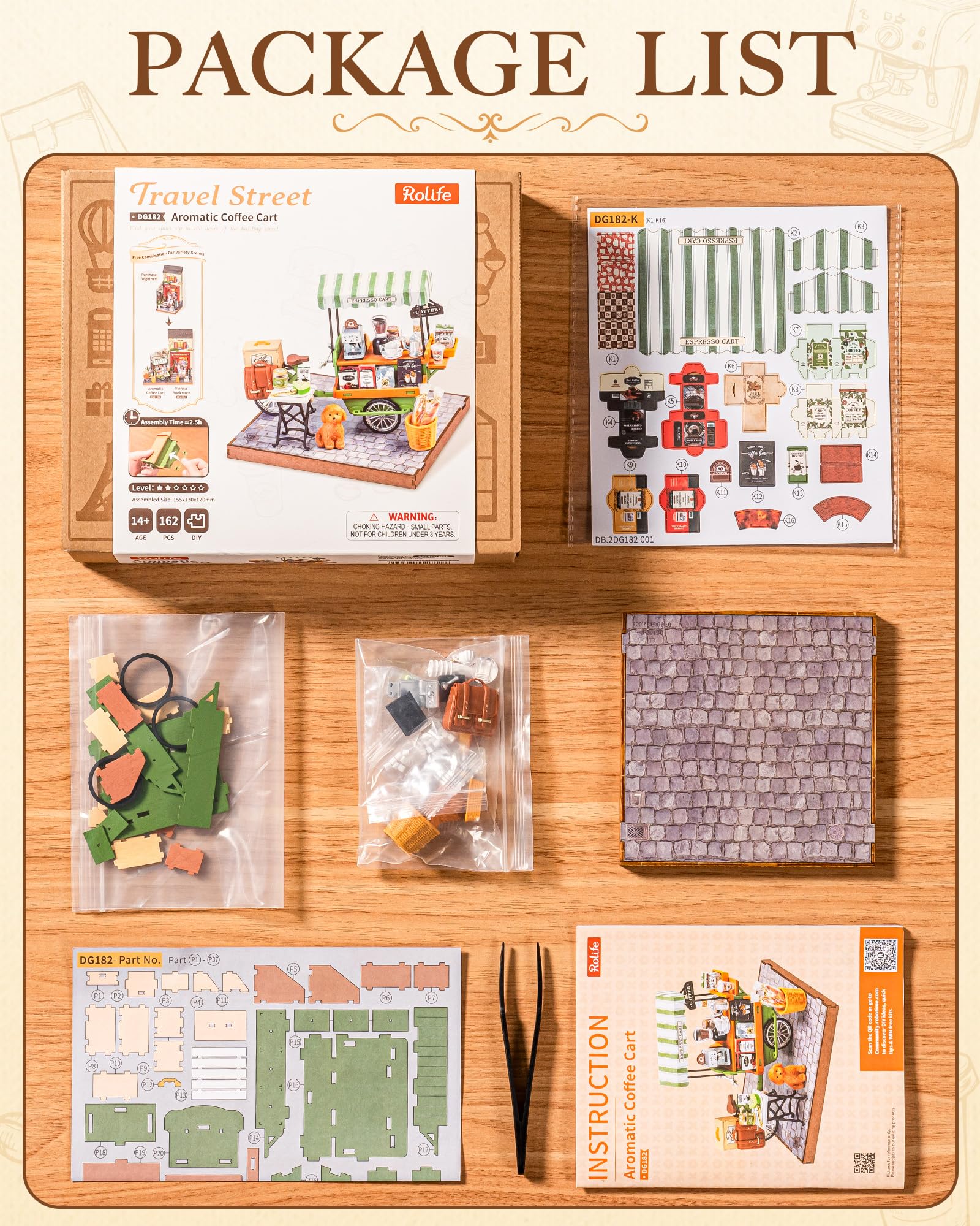 Rolife Casa de Muñecas Carrito de Café Aromático Casa en Miniatura de Madera Kit Modelo de Madera Book Nook Decoración del Hogar Regalo Creativo para Adultos