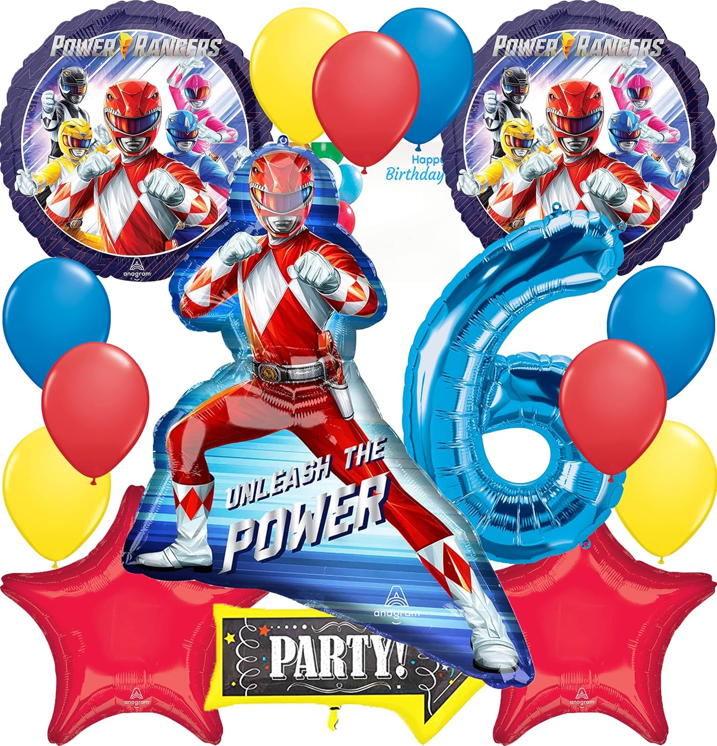 Power Ranger Party Supplies Foil Balloon Bouquet Decoration