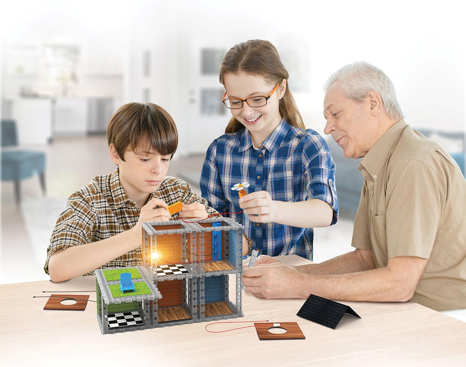 SmartLab Toys Archi-Tech Electronic Smart House - 62 Pieces - 20 Projects - Includes Light and Sound, Multicolor, 16 x 10 x 9