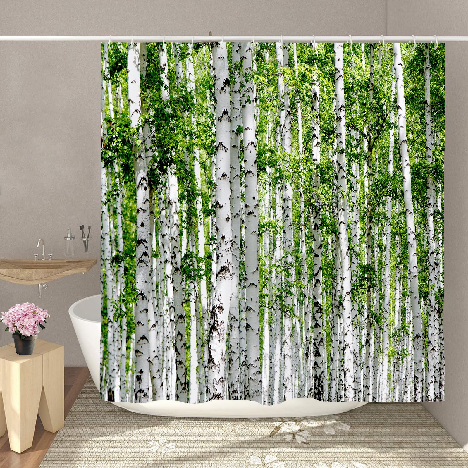 GOOESING Scenic Shower Curtain Natural Scenery Forest Shower Curtain Landscape Bathroom Curtain with Hooks Bathroom Decor Washable Durable Waterproof Fabric 180x180cm - Image 3