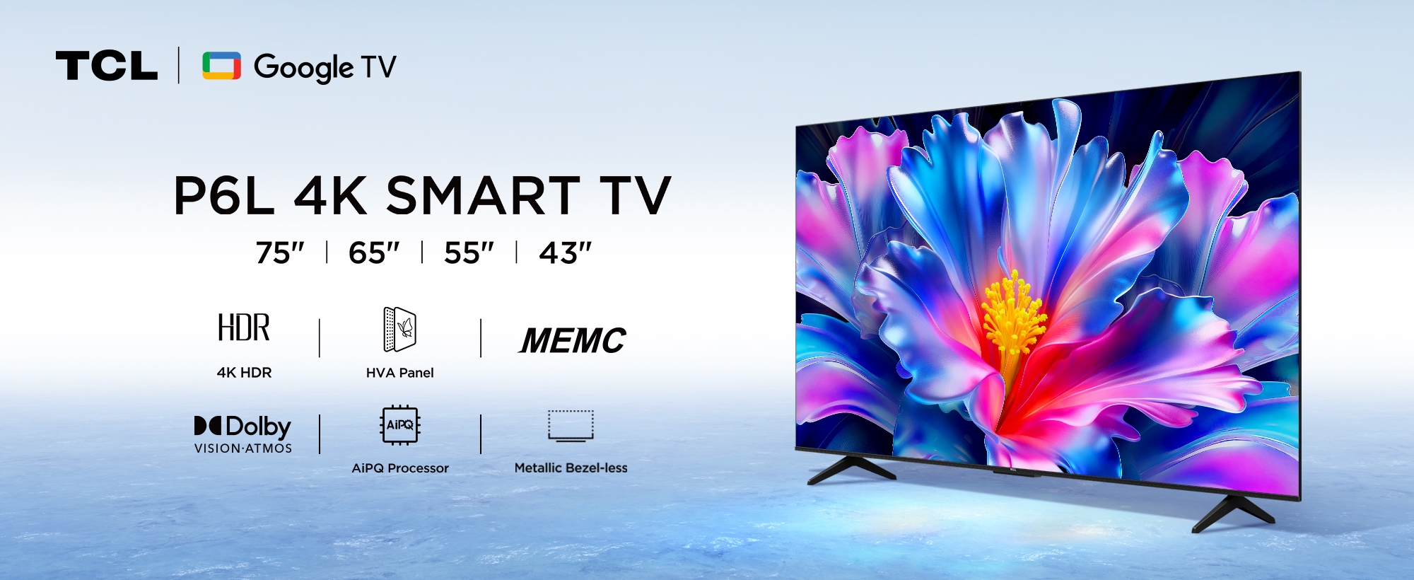 TCL 108 cm (43 inches) 4K Ultra HD Smart LED Google TV 43P6L