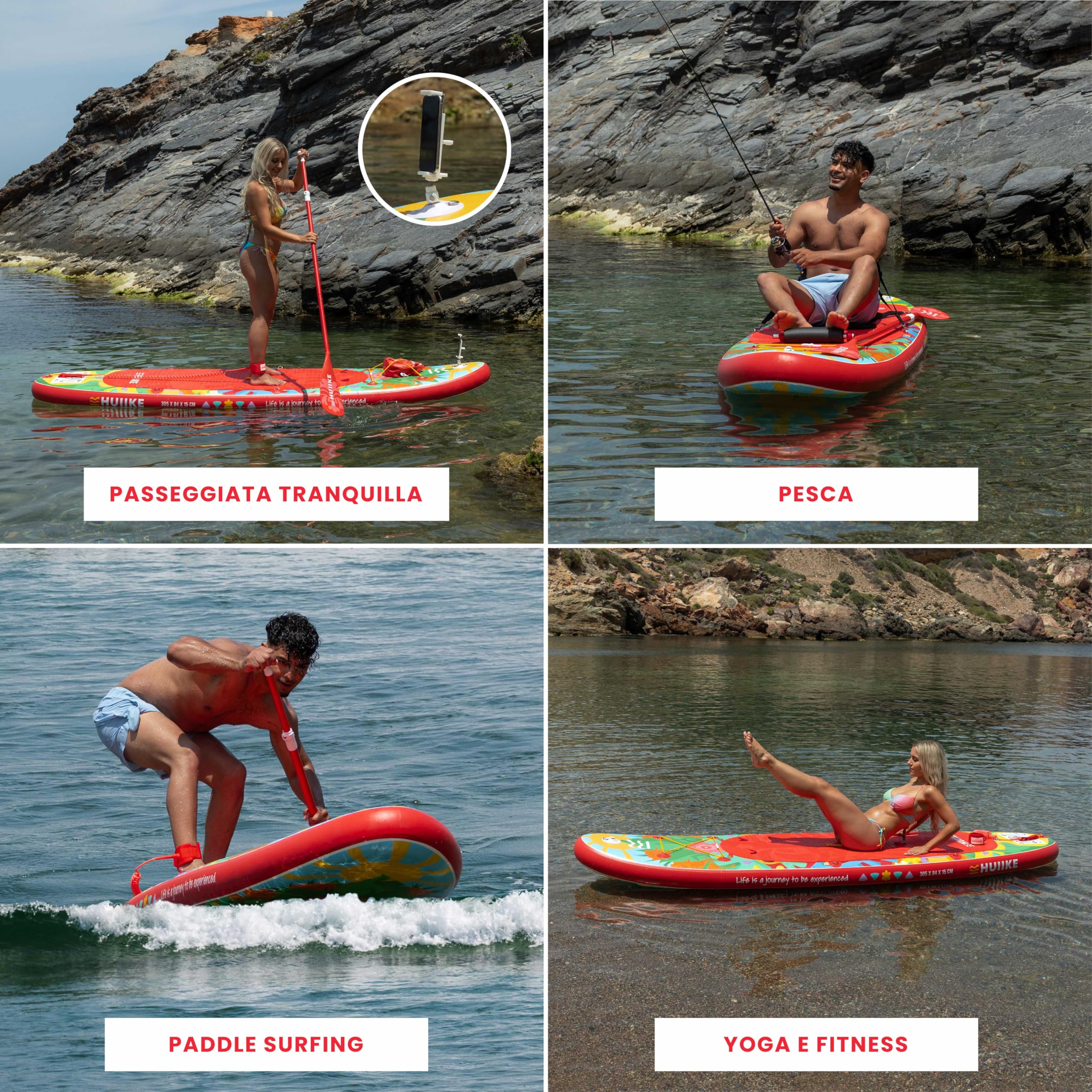 HUIIKE Tavola Sup Gonfiabile Adulti con Accessori Inclusi, Pagaia, Pinne, Pompa. Stand Up Paddle Board con Grande Stabilità e Resistenza. 305 x 84 x 15 cm, Carico Massimo 130 kg