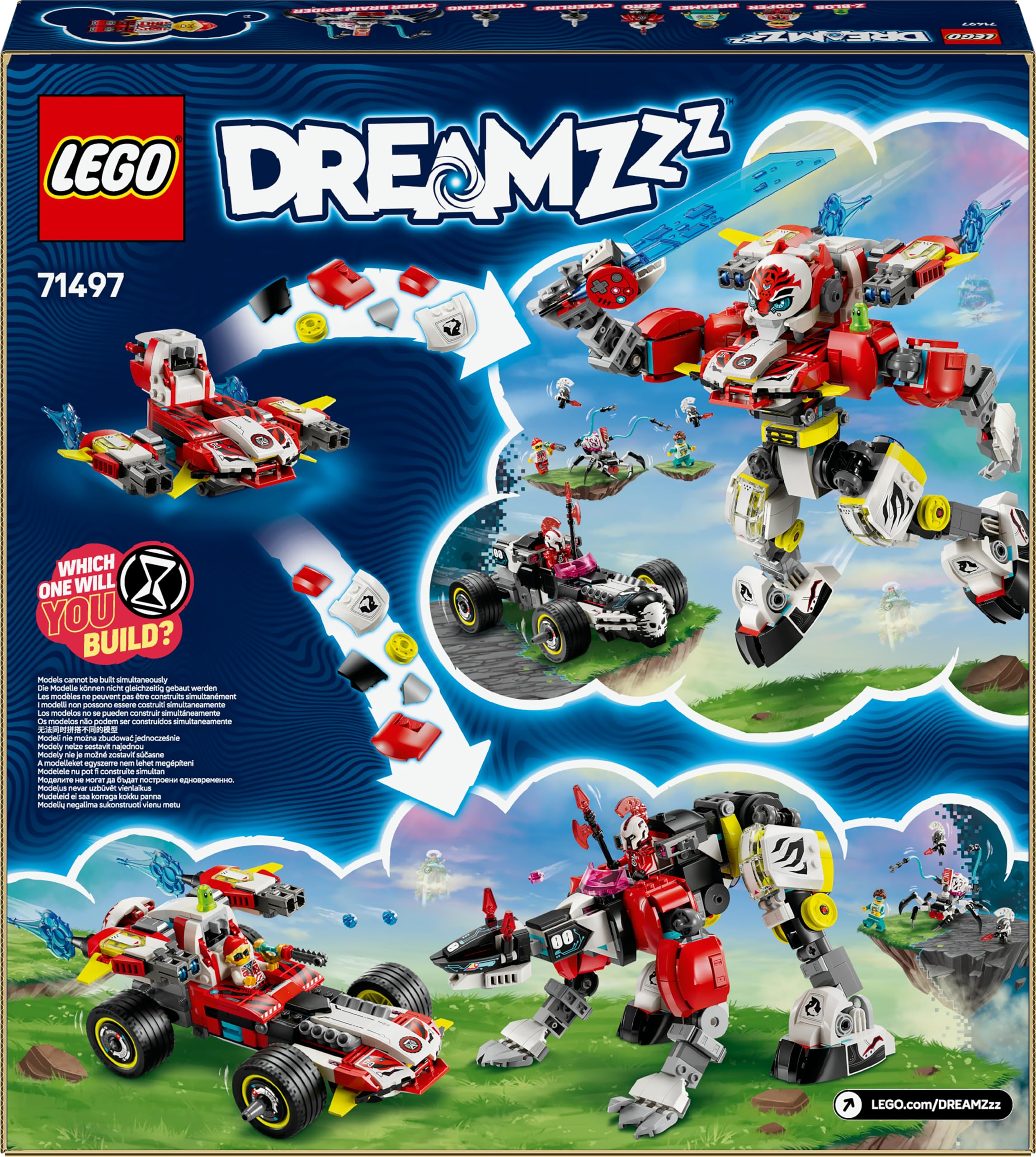 LEGO DREAMZzz Mech Tigre di Cooper e Bolide di Zero, Gioco di Ruolo per Bambini e Bambine da 9 Anni con Veicoli Trasformabili come Robot e Macchina Giocattolo, Idea Regalo di Compleanno 71497