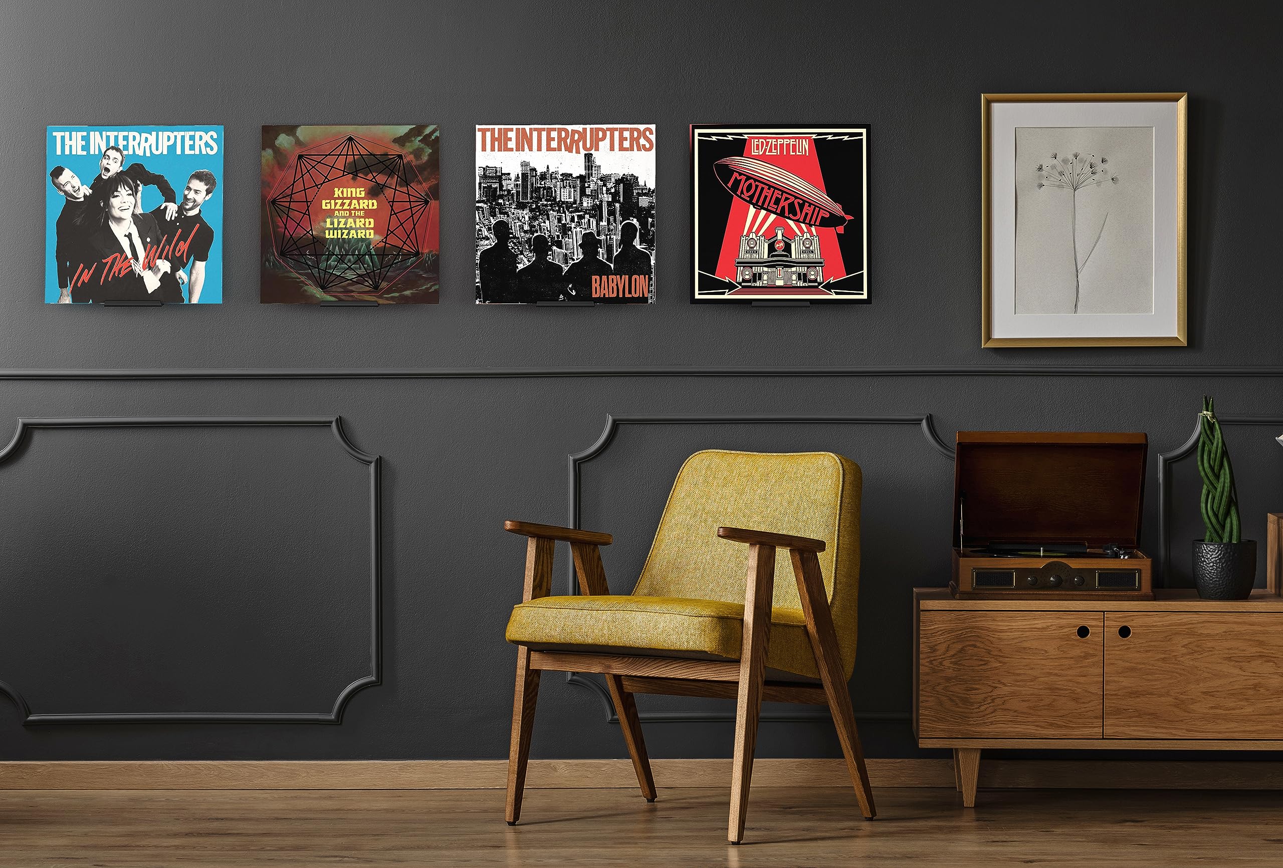 NewGround Designs Uchwyt ścienny na płyty winylowe (4 sztuki) Uchwyt LP, Uchwyt winylowy, Półka, Rama, Wyświetlacz Uchwyt na płyty winylowe 7"/10"/12" + Gatefold