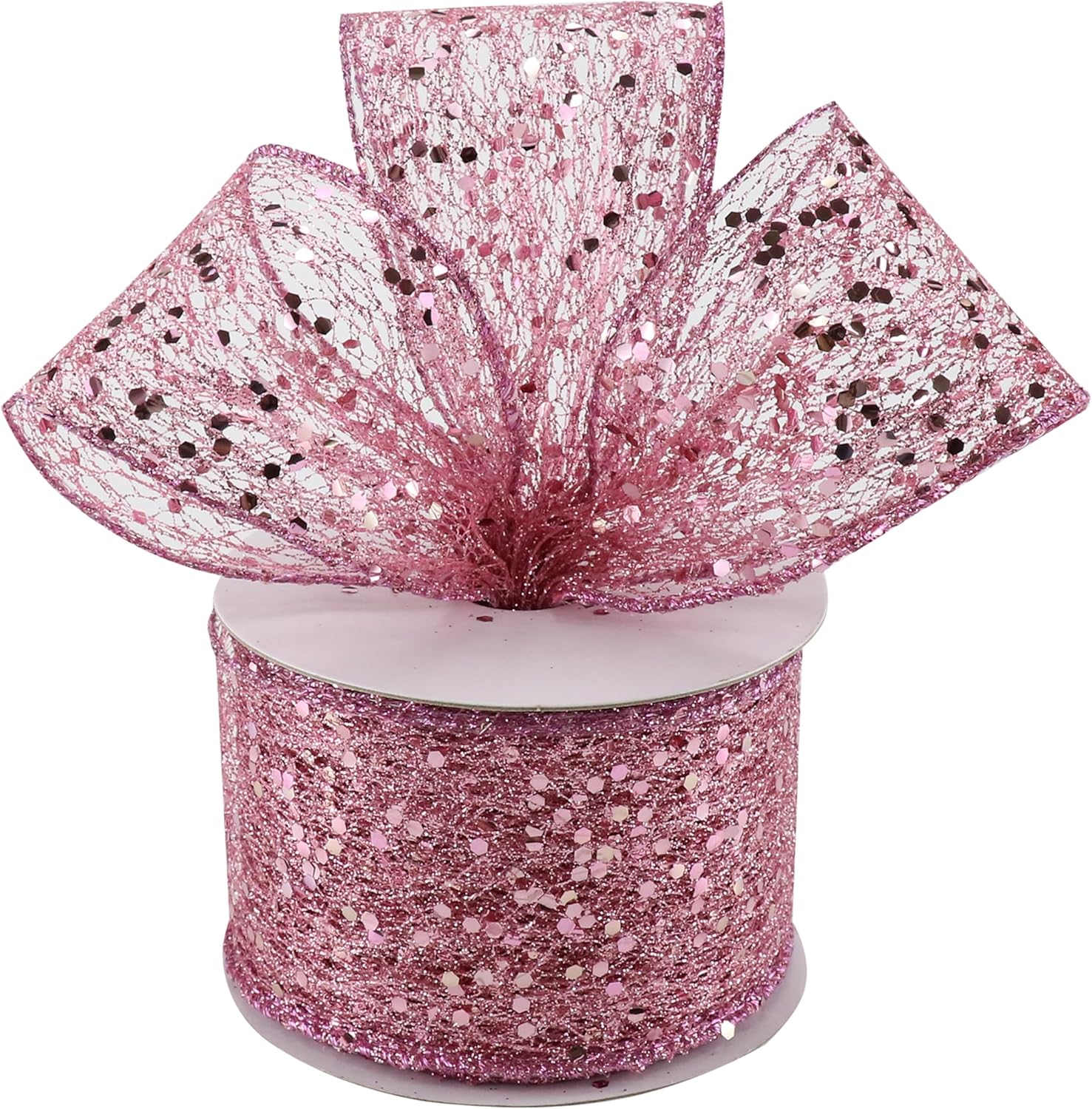 Mayreel Pink Christmas Ribbon Wired 2.5" Pink Wired Ribbon