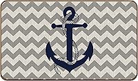 Vista 1 de Tapete de cocina con ancla azul marino náutico, para interiores y exteriores, para decoración náutica, entrada y hogar, tapete antideslizante