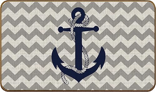 Tapete de cocina con ancla azul marino náutico, para interiores y exteriores, para decoración náutica, entrada y hogar, tapete antideslizante con