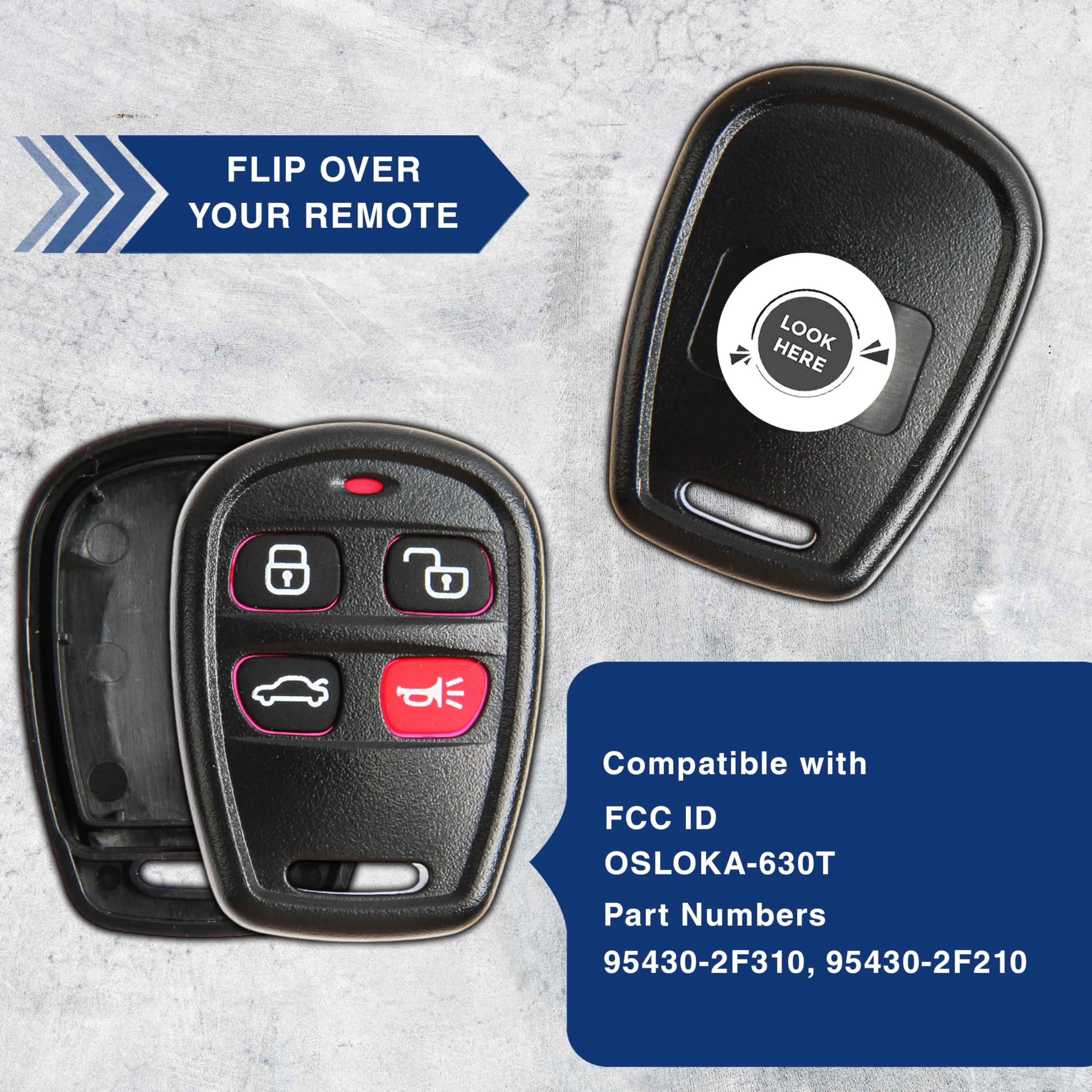 2 carcasas para llave de Kia Spectra (OSLOKA-630T, 95430-2F310, 95430-2F210)