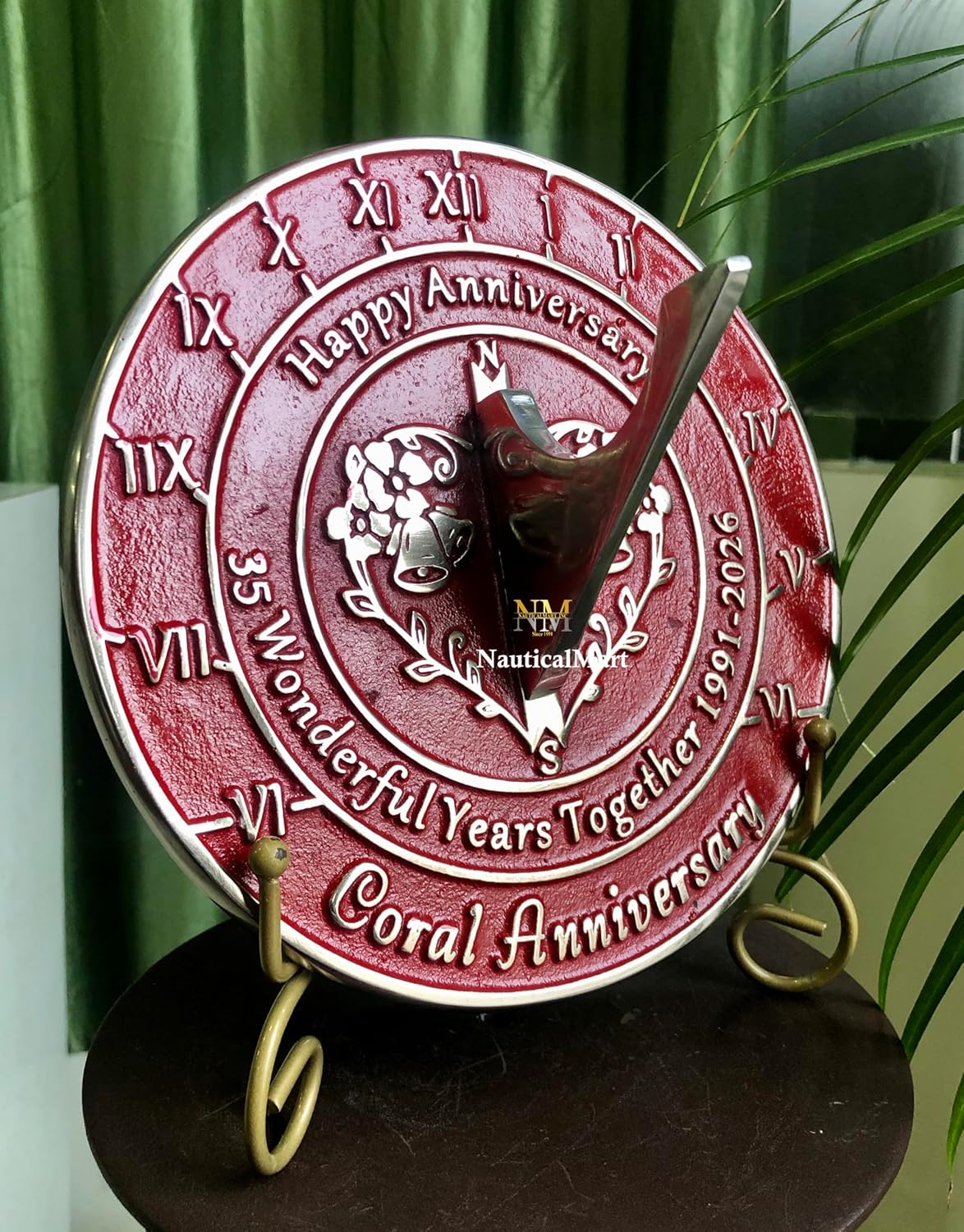 NauticalMart Anniversary Sundial Gift for 35th Coral Wedding Anniversary in 2026 Home Decor Or Garden Present Idea - Handmade Gifts for Him, Her Parents Or Couples 35 Year Celebration