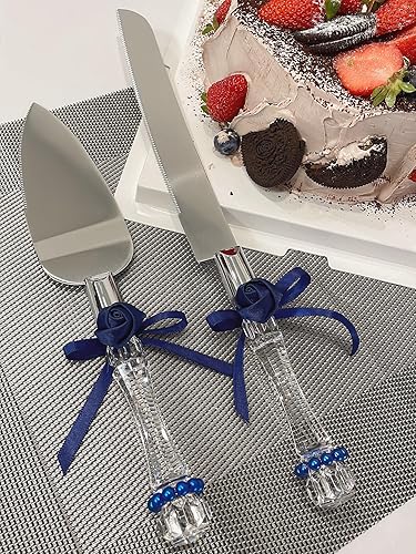 Miniatura 8 de FISHBONE Juego de cuchillos y servidores de acero inoxidable para tartas de boda con diseño elegante, juego perfecto para cortar pasteles para bodas