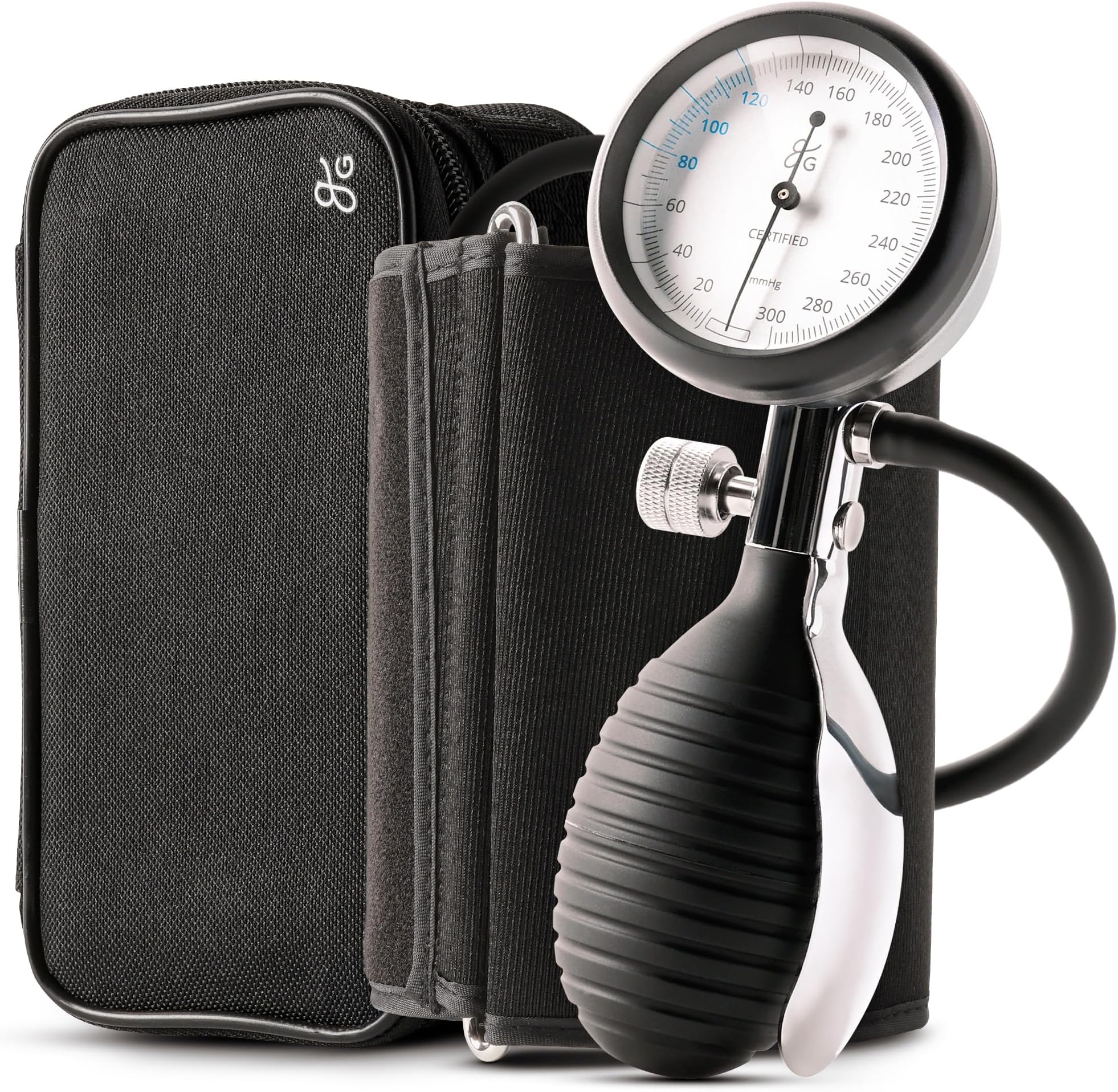 Greater Goods Sphygmomanometer, Latex-Free Manual Blood Pressure Cuff, Home Use, Elderly Care with Carrying Case, Onyx Black