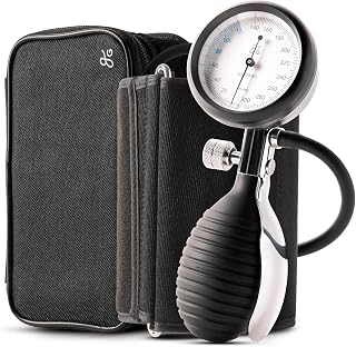 Greater Goods Adult Aneroid Manual Blood Pressure Cuff for Nursing Students | Lightweight, One-Handed Sphygmomanometer with a Wide-Range, Latex-Free Cuff, Made for Home Use and Clinical Training (Black)