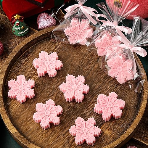 Miniatura 6 de Demissle Juego de 20 barras de jabón de Navidad, copos de nieve, jabón hecho a mano a granel con recuerdos de Navidad perfumados para invitados