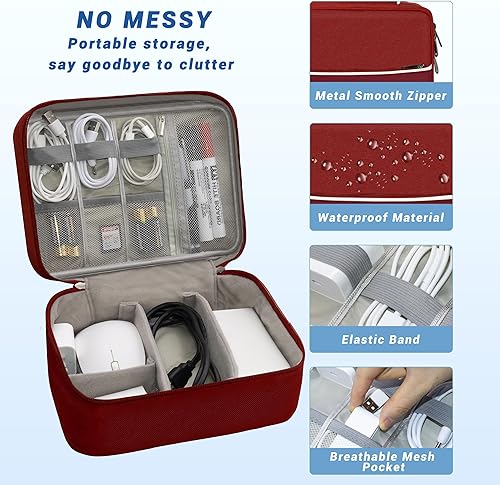 Miniatura 9 de Organizador de electrónica, bolsa organizadora de cables de viaje, bolsas organizadoras de cables portátiles, estuche de almacenamiento de