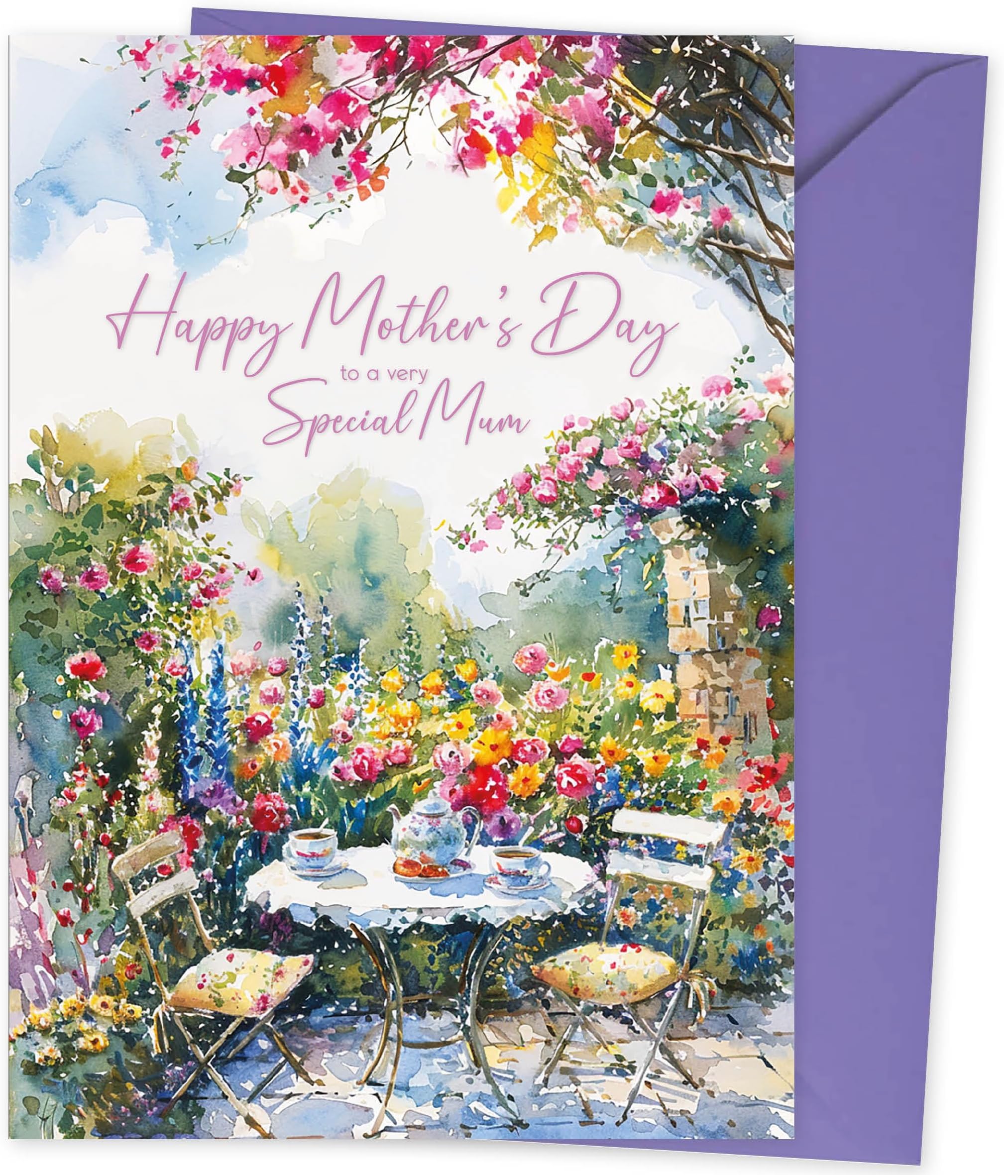 Mother's Day Card. Card for Mum. Garden Scene Design. Mothers Day Card