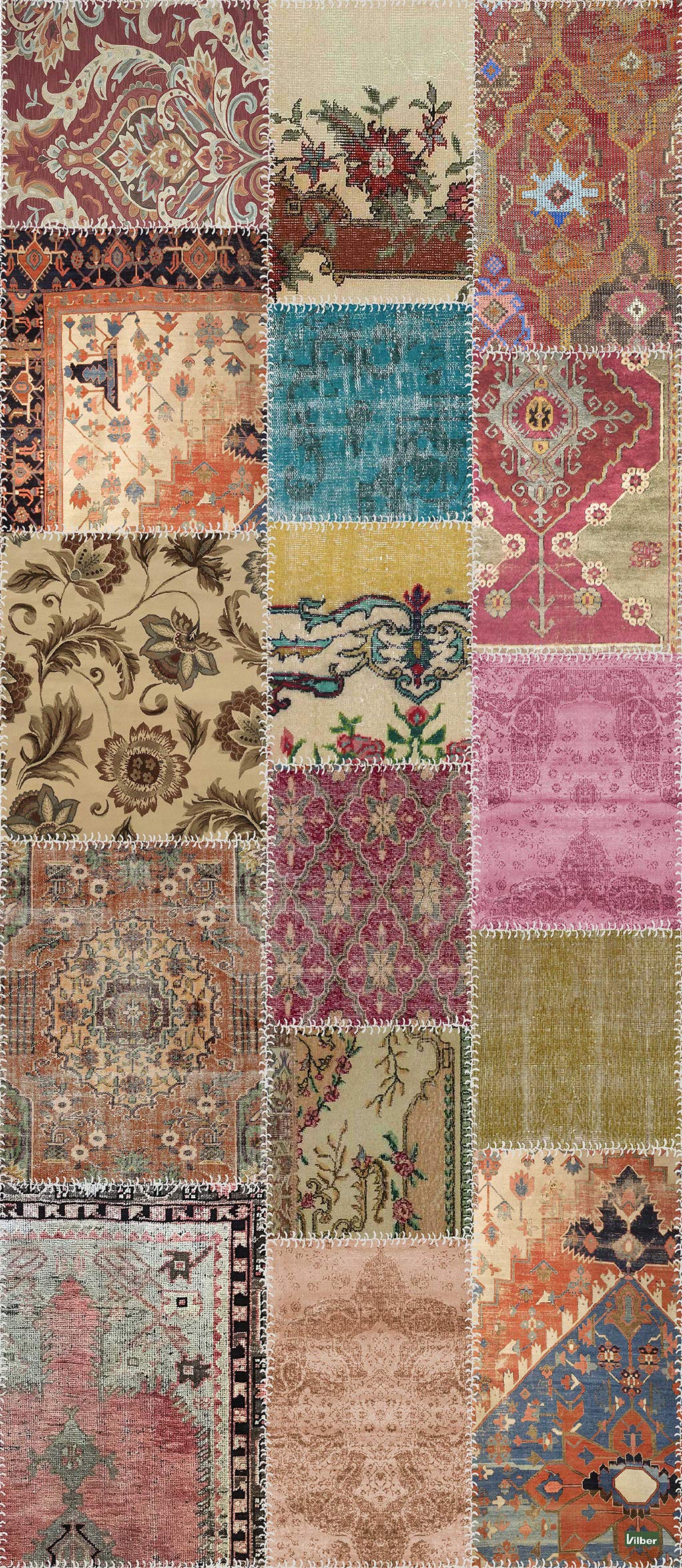 Vilber, Alfombra Vinilo, Patchwork, Pasillo, Cocina, Salón, Hogar. Multicolor. Diferentes tamaños. Medida: 52x120 cm. Sharif 01.