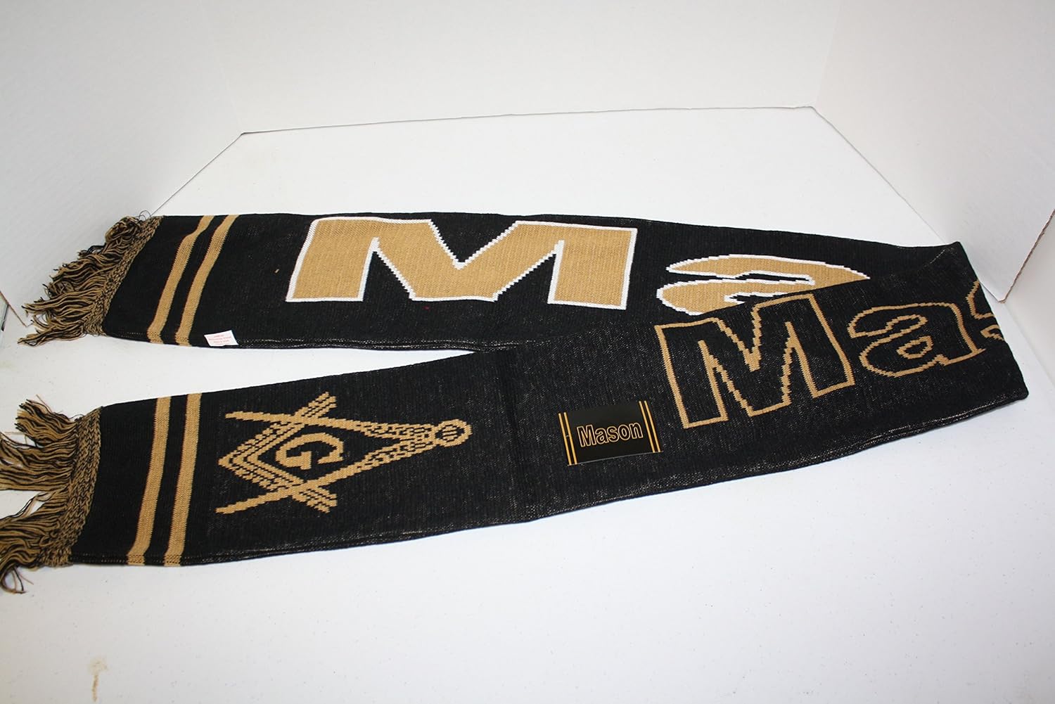 Mason Masonic Reverseable Scarf - Black and Gold, 65" x 6"