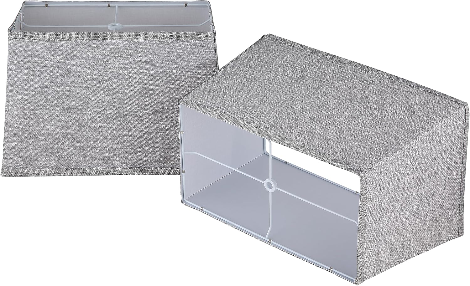 T Shape Lampshades Set of 2, Natural Linen Lampshades Top L13.78'' x W7.5''xBottom L15.75''xW9.45''*High 10.24", Easy Assembly Replacement Fabric Lampshades for Table Lamps Floor Lamps Gray