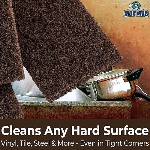 Miniatura 5 de Estropajo marrón XL resistente, paquete de 5. Esponjas de nailon multiusos grandes de 10 x 4.5 pulgadas. Limpia baños, cocinas, mostradores y pisos