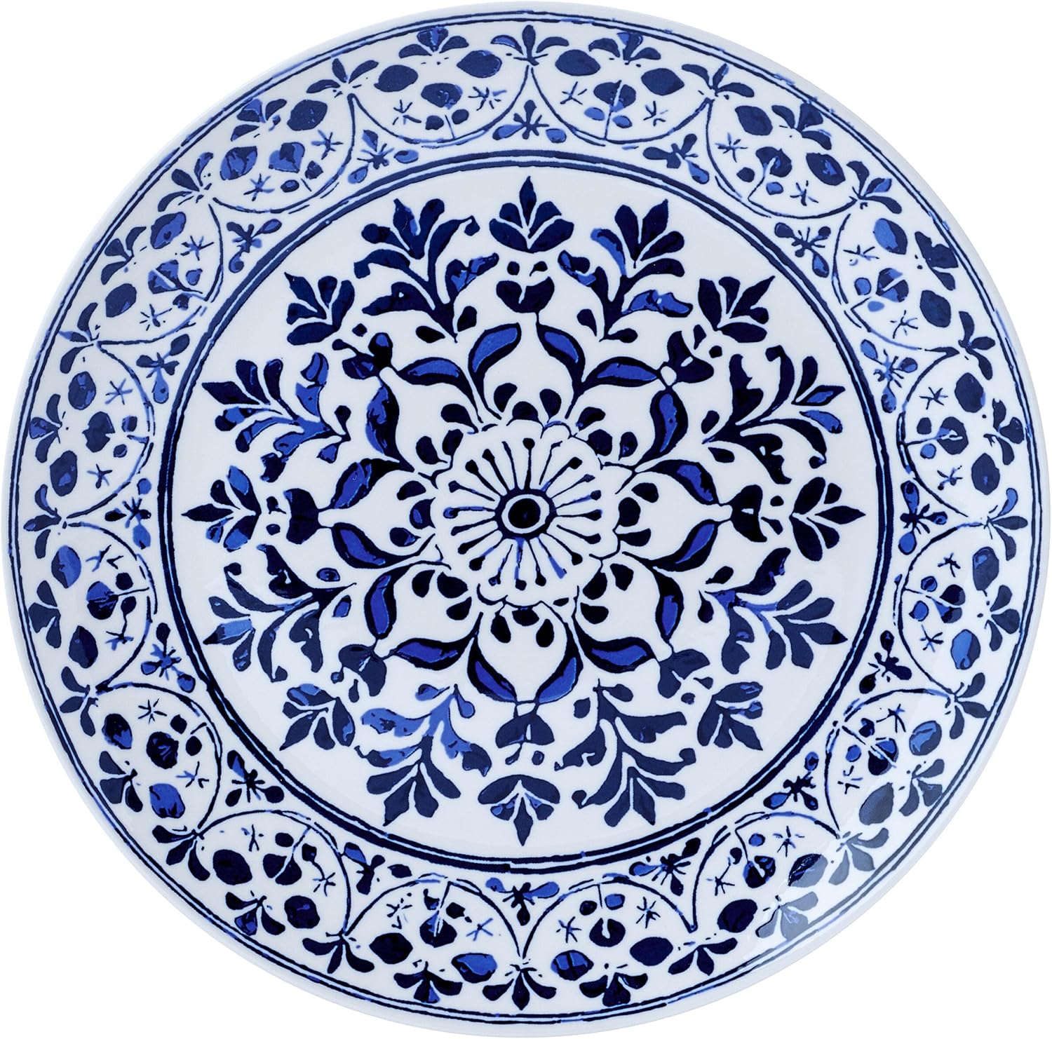 Pfaltzgraff Medallion Radiance 12 Piece Stoneware Dinnerware Plate Bowl Dish Set, Service for 4, Blue - Image 8