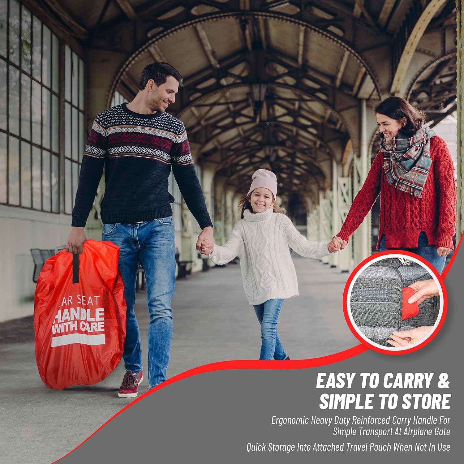 Shaka Car Seat Travel Cover Bag: Universally Fits Infant, Booster, Convertible Car Seats & Bases: Water, Dirt & Tear Resistant, Airplane Gate Check image 4 of 8 B0CXR9GRFW