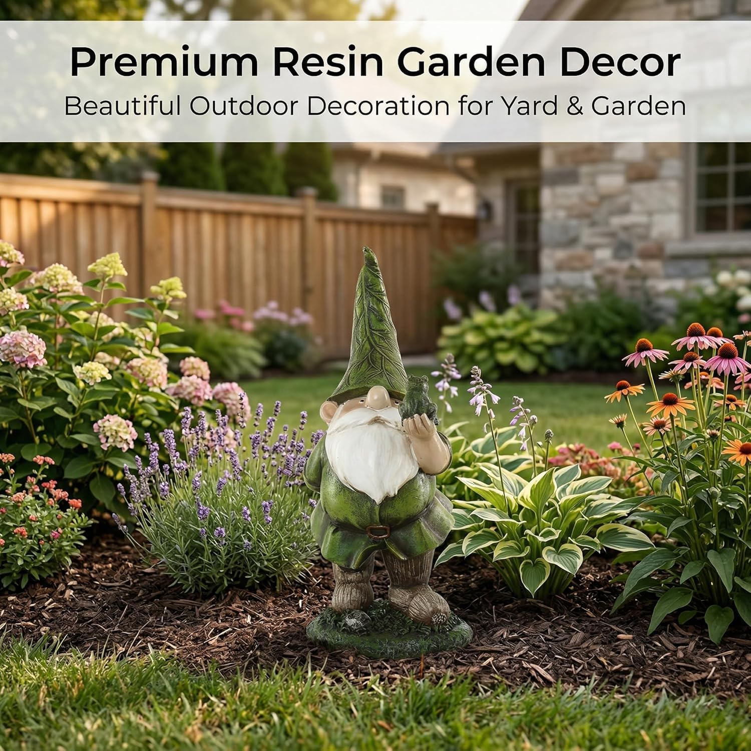 Topadorn Resin Gnome Statue - Outdoor Garden Decorative Frog Statuary