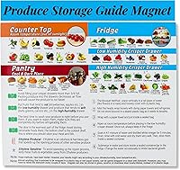 Vista 1 de Produce Storage Guide Magnet - How to Store Food Magnet for The Fridge, Fruit & Vegetable Cheat Sheet, Kitchen Organizer Magnetic Chart, Food