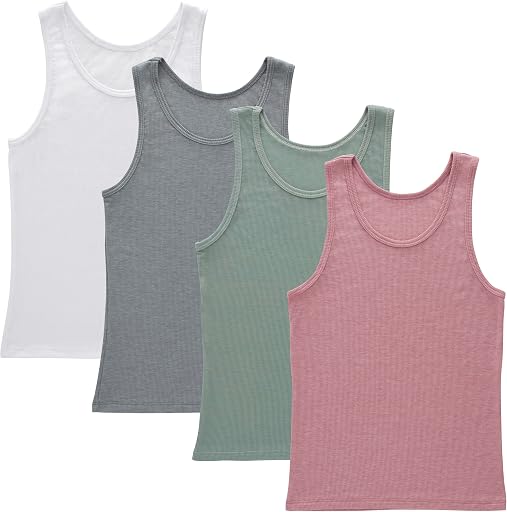 Hanes Girl's Originals Tank Pack, Supersoft Tank Top for Girls, Modal Stretch Rib Tanks, 4-Pack