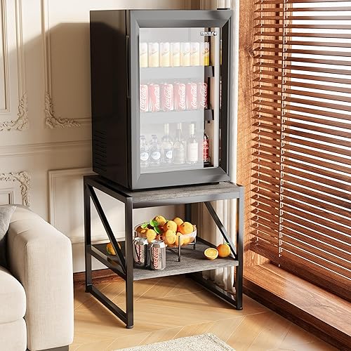 Miniatura 8 de Mesa auxiliar con estación de carga, mesa auxiliar cuadrada de 20 pulgadas con puertos USB y tomas de corriente, mini soporte para refrigerador con