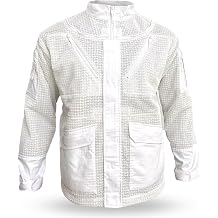 Pro Ventilated Bee Keeper Jacket for Men & Women Sting Resistant, Ventilated Cotton Mesh, Bee Protective Gear for Hive Inspections White Bee Jacket, White, XXL