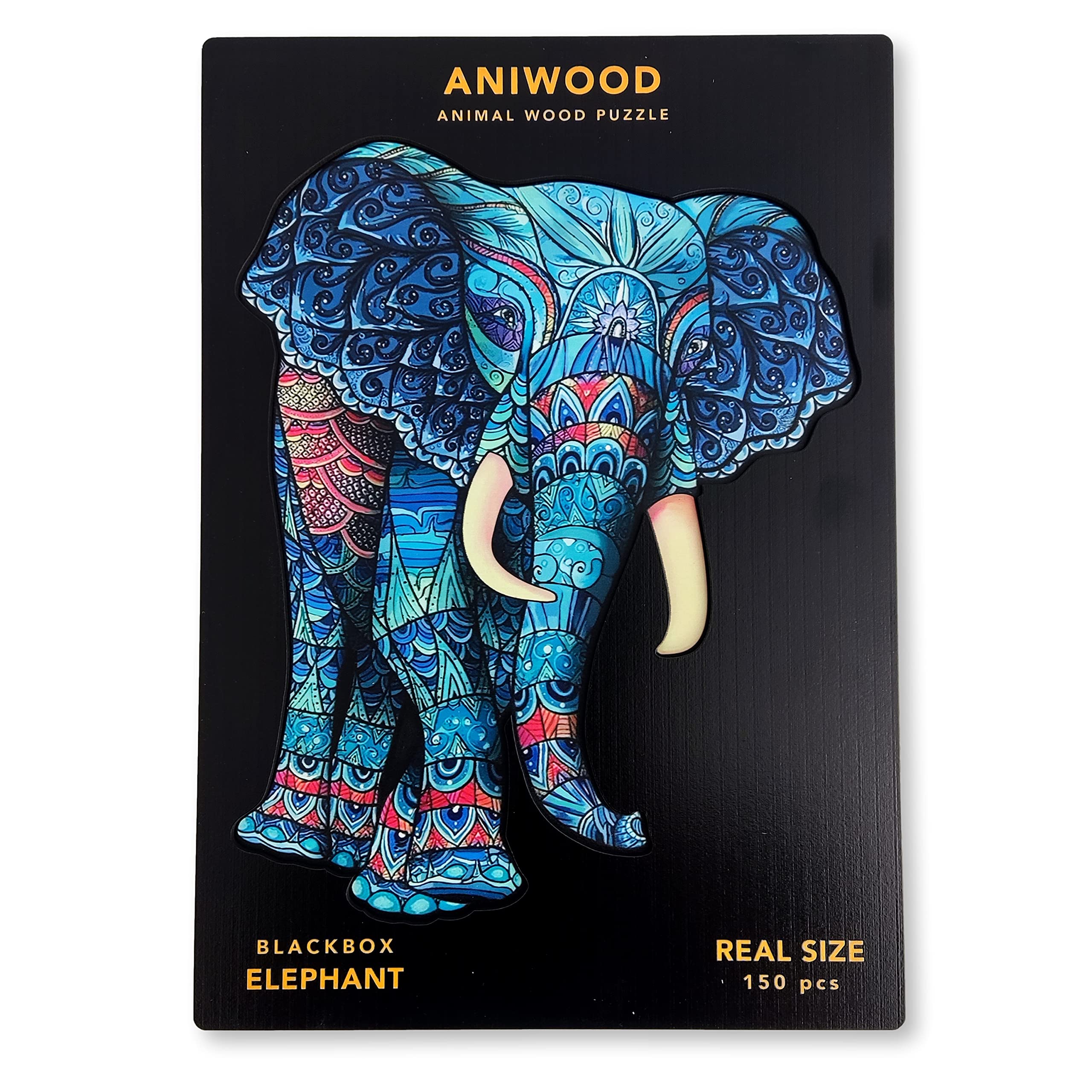 ANIWOOD Puzzle de Madera de Animales. Tapa troquelada, Caja a tamaño Real del Puzzle. 3 Modos de dificultad, Elemento Decorativo. Piezas únicas Originales de Animales (Medium, Caballito de Mar) — view 22