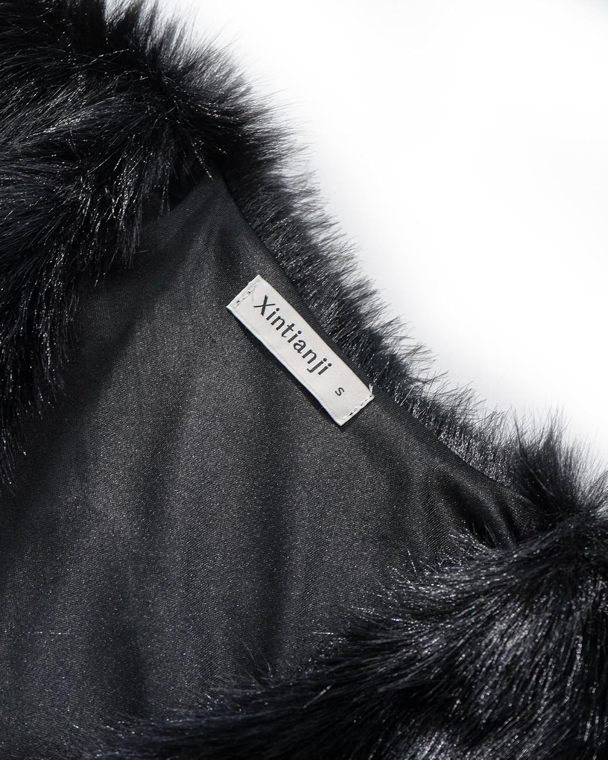 Xintianji Womens Faux Fur Cropped Jacket - Open Front Long Sleeve Winter Fuzzy Fleece Coat - Image 6