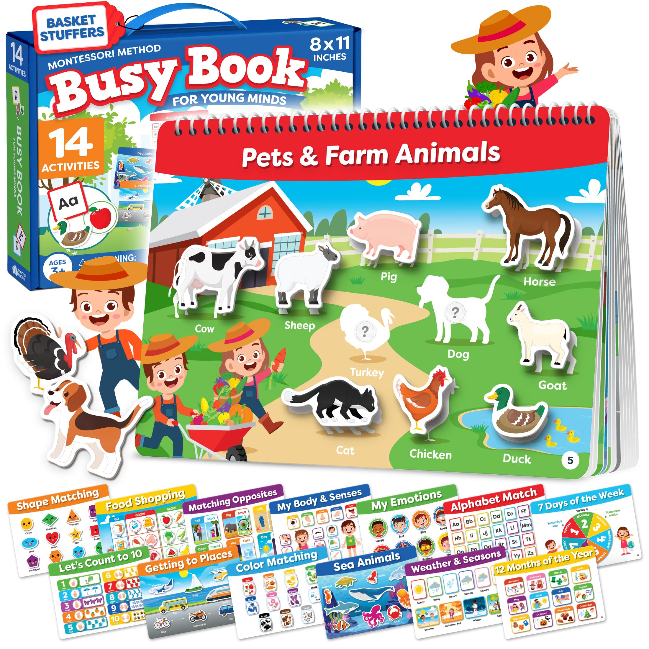Montessori Preschool Busy Book for Toddlers Ages 3 and Up - Preassembled - Preschool Learning Activities Homeschool Montessori Toys - Gifts for 3 Year Old Boys Girl Birthday - Easter Gifts for Kids