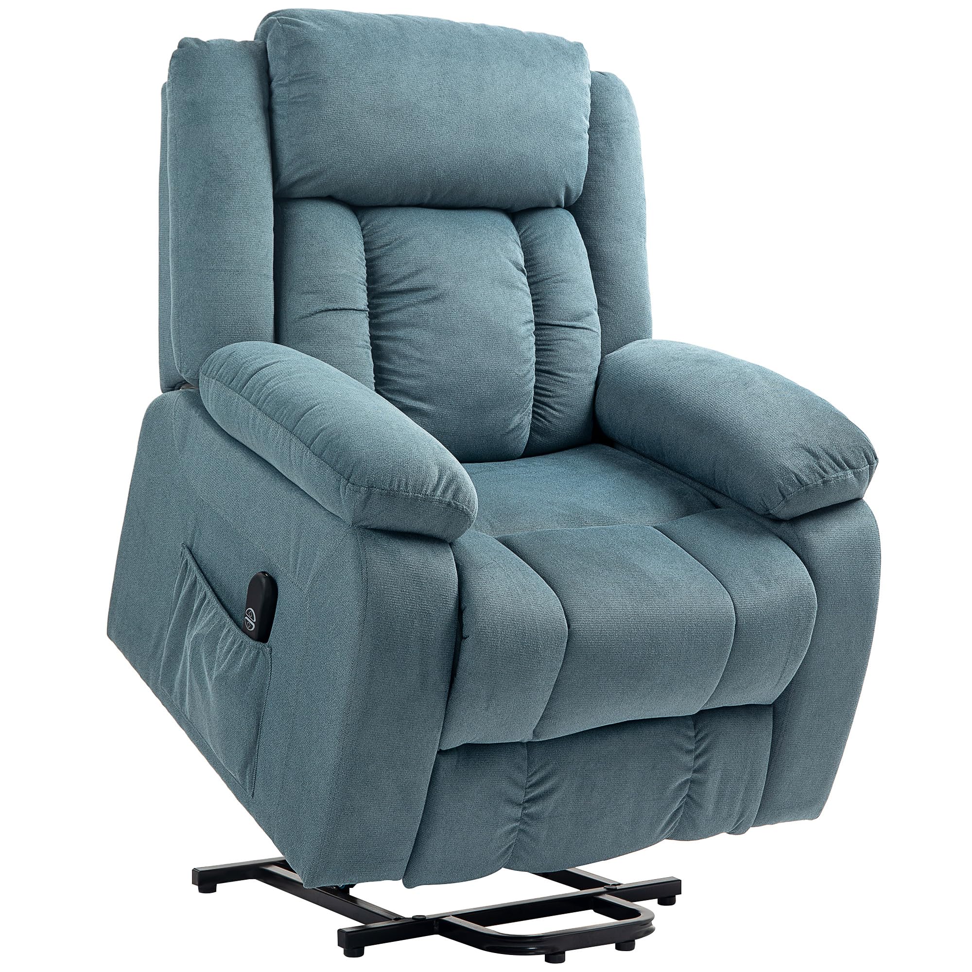 HOMCOM Sillón Relax Reclinable Eléctrico Sillón Levanta Personas con Mando a Distancia Puerto USB Reposapiés Acolchado Grueso y Bolsillos Laterales Sillón Elevador para Salón Dormitorio Azul