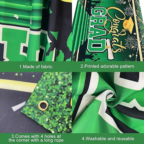 Miniatura 3 de KatchOn, Cartel de graduación verde extra grande  72 x 44 pulgadas  Cartel de felicitación verde  Fondo de graduación para decoraciones de