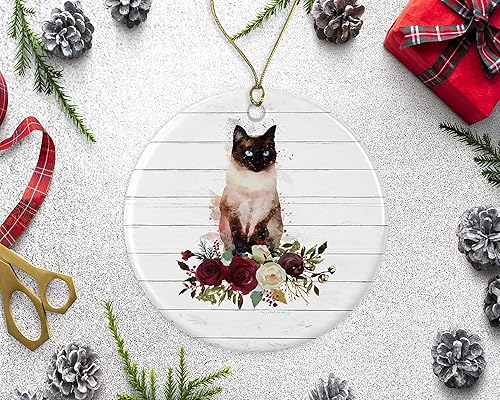 Miniatura 2 de Adorno de gato siamés – Adorno de gato de regalo para mascotas – Adorno de Navidad de gato siamés – Regalo para los amantes de los gatos siameses –