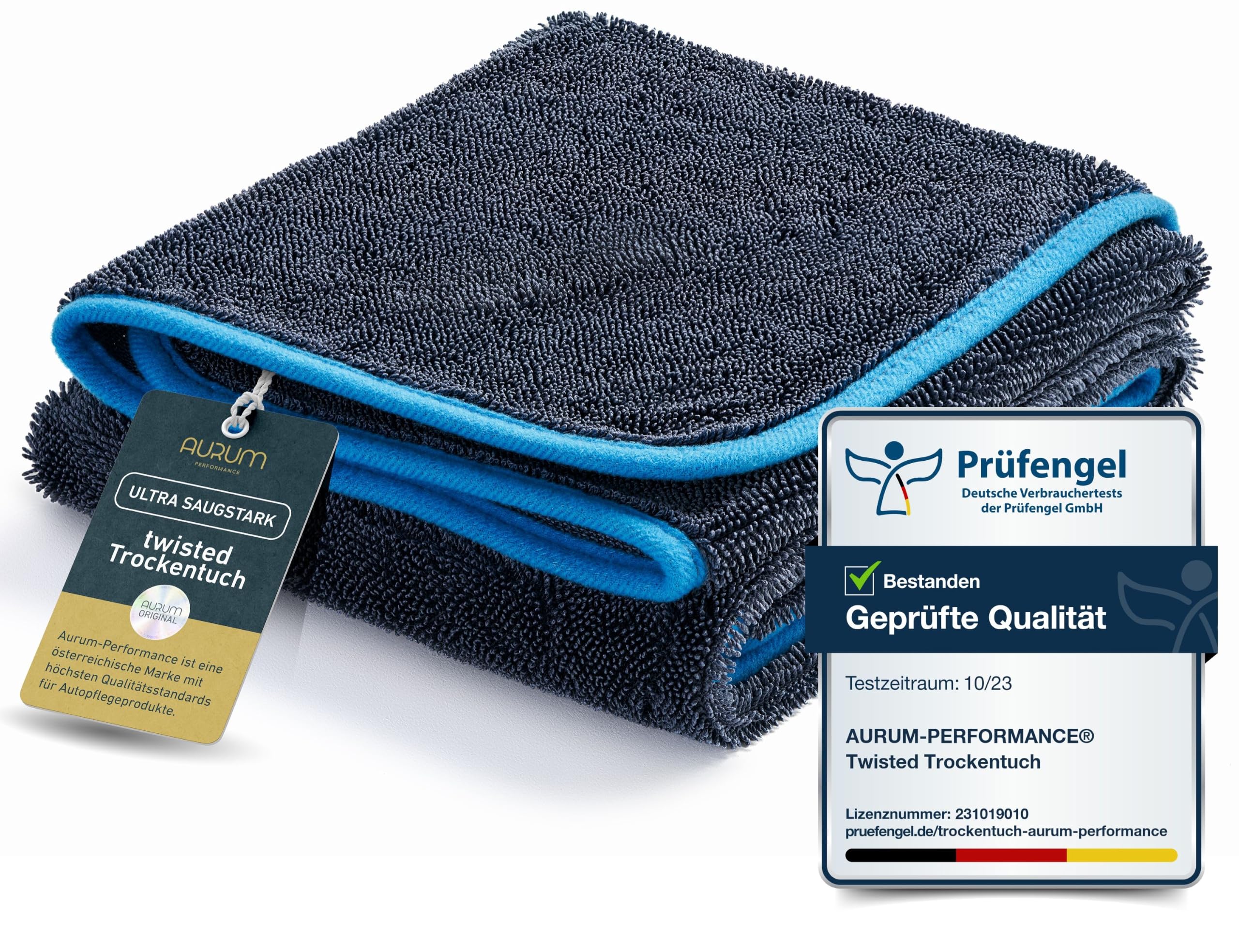 Aurum-Performance® Trockentuch zur professionellen Autopflege mit extremer Saugkraft - hohe Aufnahmekapazität Dank der speziellen Microfaser und der enormen Größe - 90x60cm
