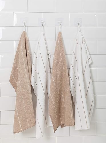 Miniatura 7 de Toallas de cocina de microfibra, superabsorbentes, suaves y de color liso, 8 unidades (diseño de rayas en verde y blanco), 26 x 18 pulgadas