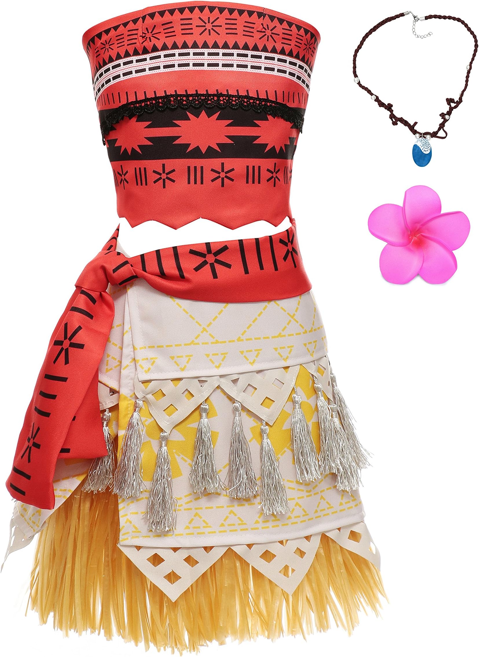 MUABABY Moana Adventure Princess Costume Dress Necklace for Adult Kids