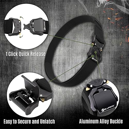 Miniatura 3 de BLUPOND Cinturón táctico con hebilla de liberación rápida - Equipo EDC - Cinturón ajustable para armas militares, senderismo, aparejos, transporte