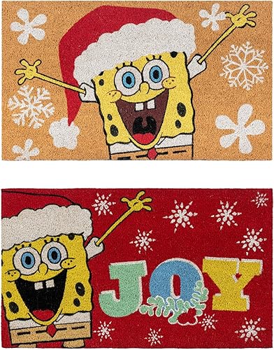 Gertmenian Tapete de fibra de coco de Bob Esponja (paquete de 2) alfombrillas de bienvenida para puerta delantera y trasera, entrada de casa,
