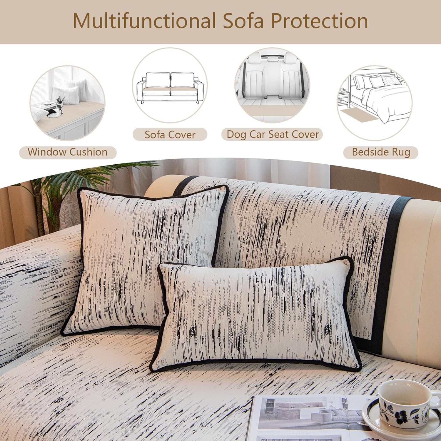 MEETSKY Couch Covers for 2 Cushion Sofa, Non Slip Sofa Cover for Dogs Washable, Soft Sofa Slipcovers Couch Protector Pet Friendly Dog Mat for Couches and Sofas, White, 35" x 71" (Only 1 Piece)