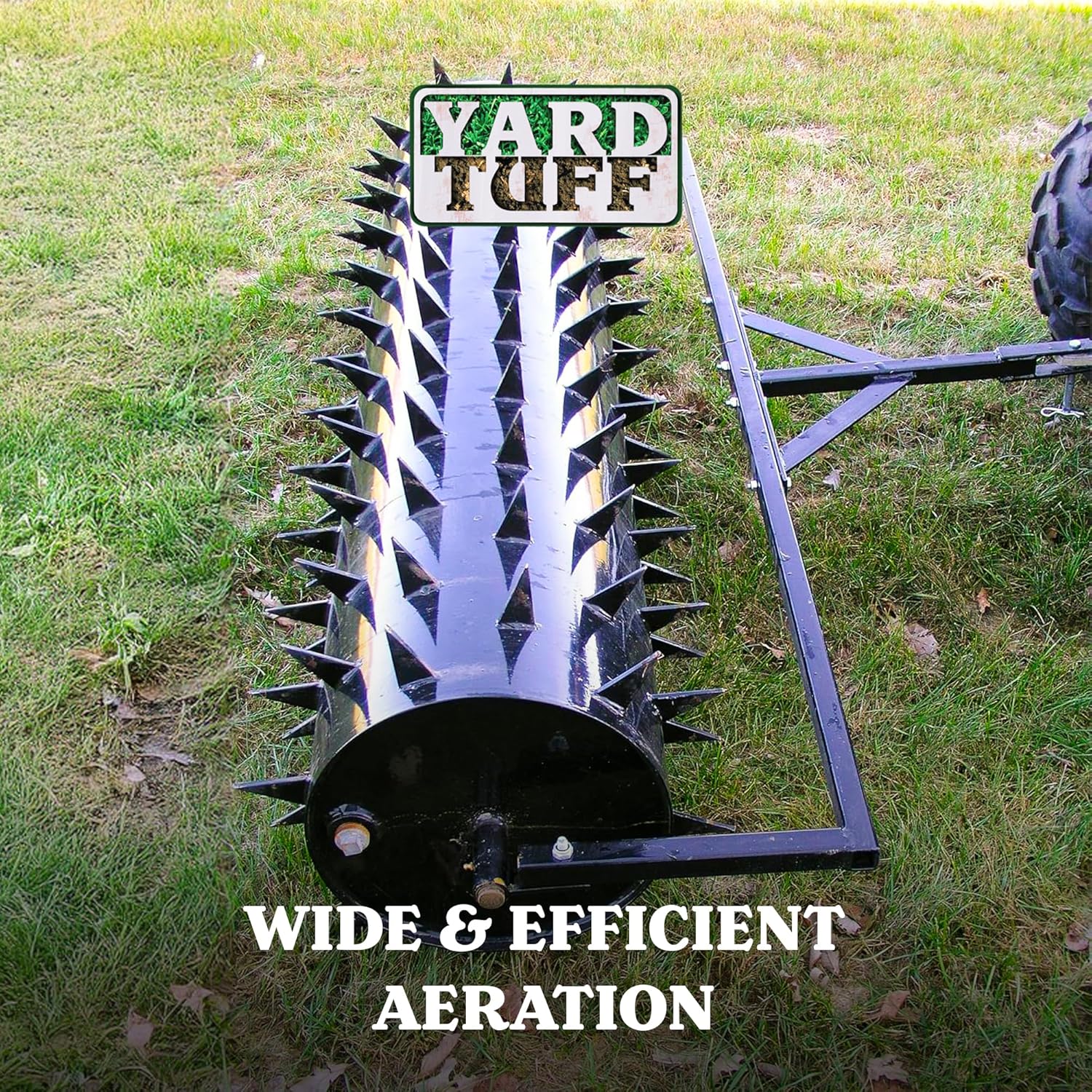 Yard Tuff SE-60 Drum Spike Aerator, 60 Inch Tow Behind Lawn Aeration Roller Attachment for ATV, UTV and Riding Tractor, Black