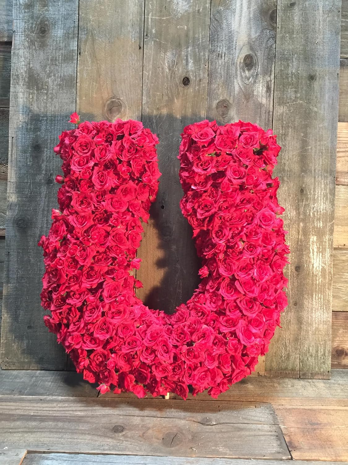 24in Tall Lucky Rose Petal Horseshoe Centerpiece, Tabletop Display Valentine's Day Decor