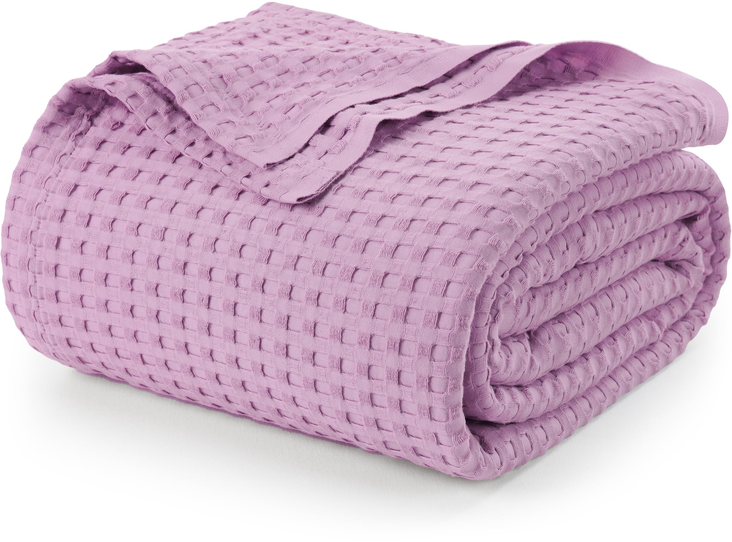 utopia bedding lavender 100% cotton waffle blanket 300 gsm [queen - 90x90 inch] soft lightweight breathable bed blanket for all season