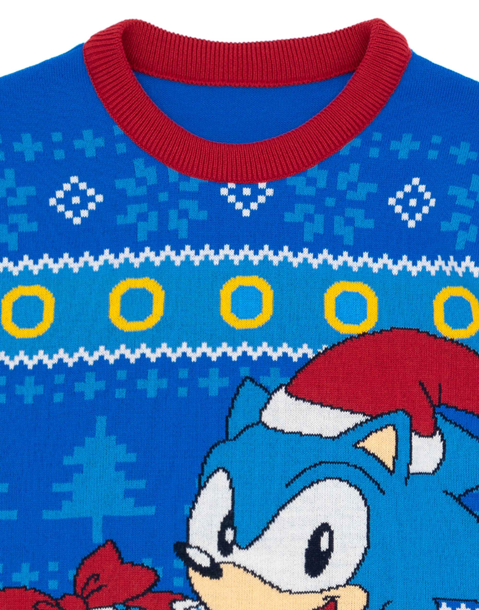 Sonic The Hedgehog Mens Jumper navideño Adultos Séter de Navidad de Punto Azul