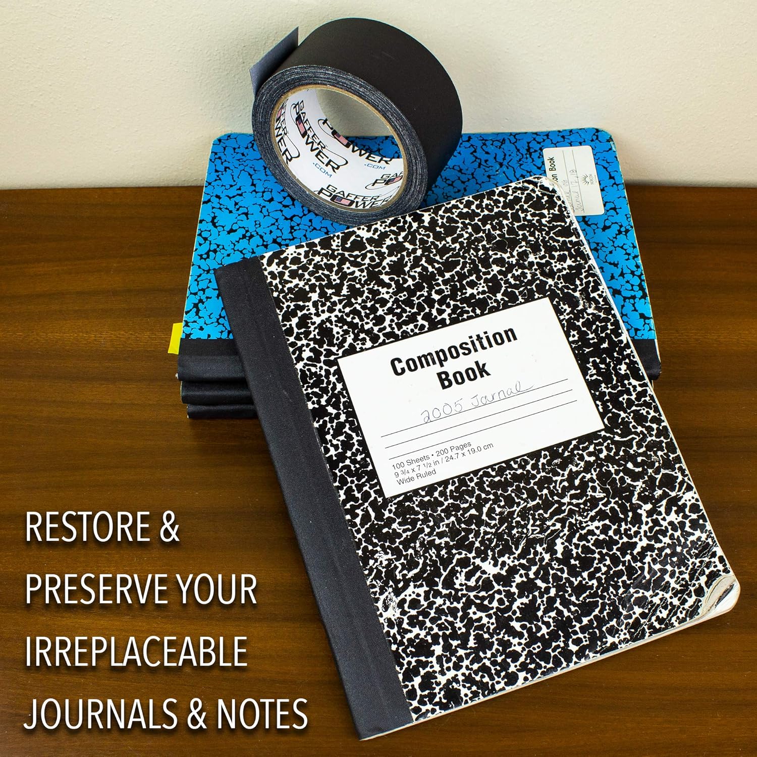 Bookbinding Tape | Cloth Book Repair Tape | Black | USA Quality | 2 in X 15 Yds | by Gaffer Power