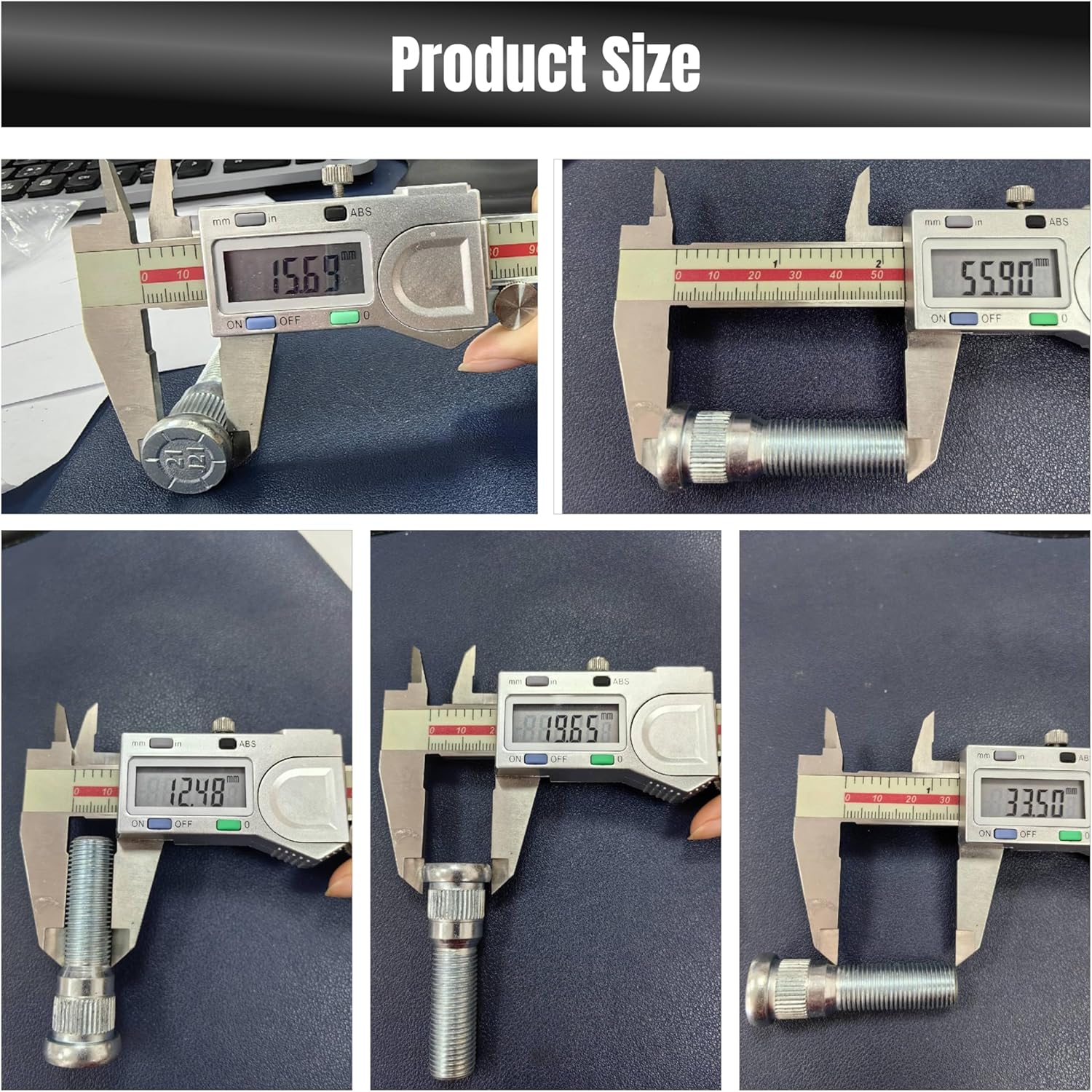 24Pack Wheel Stud for Trailer for Lippert Axles 3500 lb for Dexter 4400 lb with 1/2-20 UNF Thread Size, 0.617 Spline, 0.77 Head, 2.2 Total Length